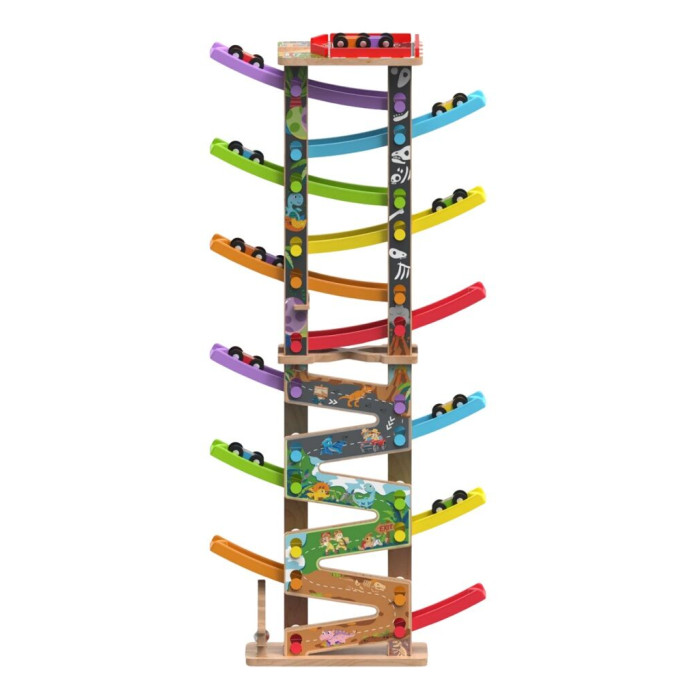 Veľká drevená pretekárska dráha 12 ramp – 36 dielov, 2Kids Toys, 18m+