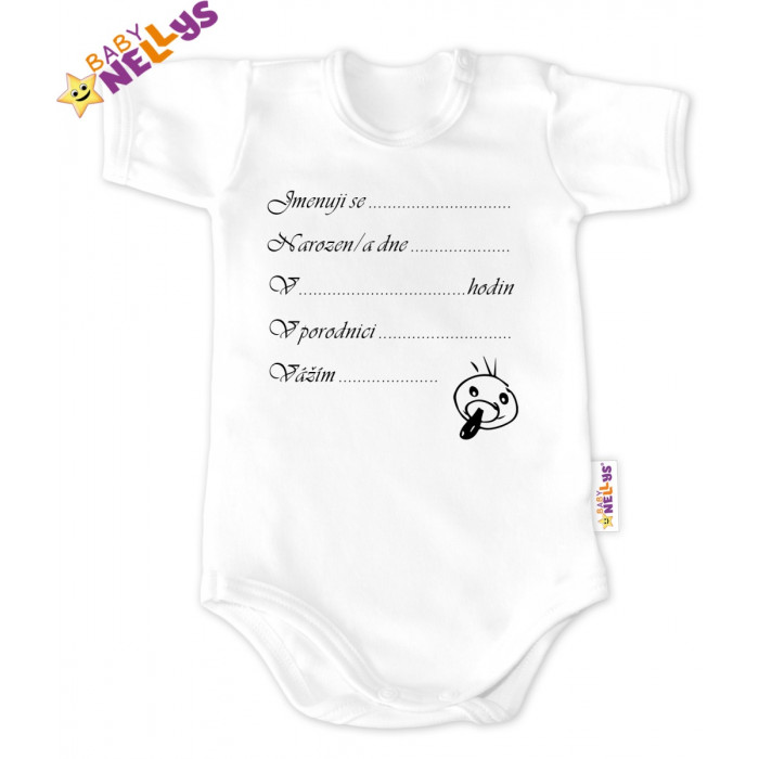 Baby Nellys Body Kr. rukáv vel. 74, biele - Narodil / a som sa ...