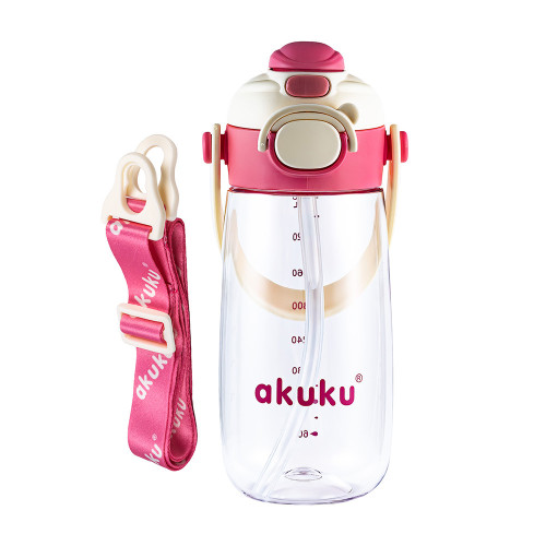 Detská fľaša na pitie so slamkou, bidon 480 ml pink – do školy, na šport aj výlety