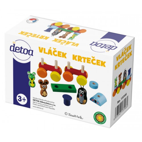 Teddies Vlak Krtek dřevo 15cm v krabičce