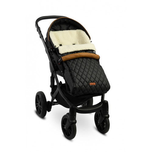 Prešívaný vlnený fusak do kočíka - čierný