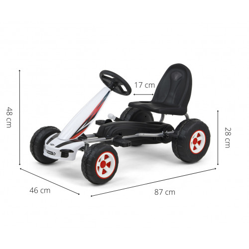 Detská šliapacia motokára Viper - biela, čierna