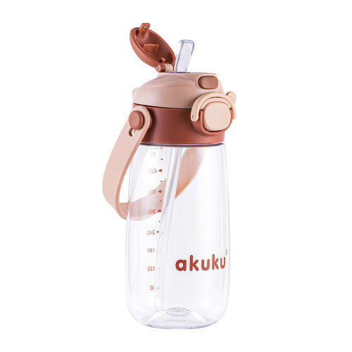 Detská fľaša na pitie so slamkou, bidon 480 ml Mocha – do školy, na šport aj výlety