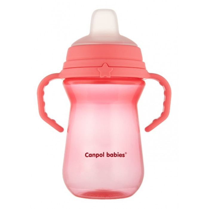 Nevylievací hrnček Canpol Babies s mäkkým náustkom, ružový, 250 ml