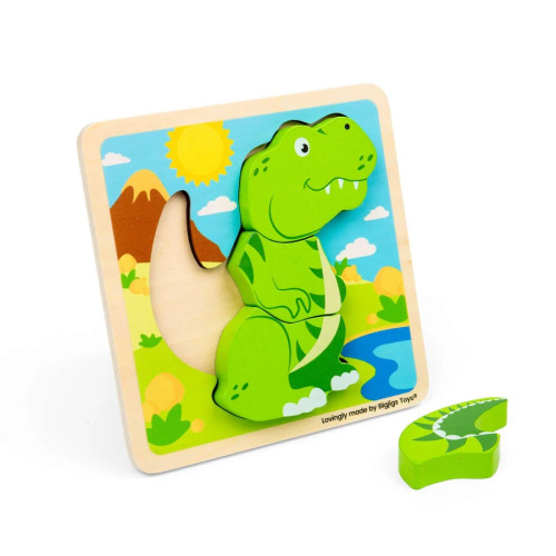Bigjigs Toys Drevené vkladacie puzzle T-Rex
