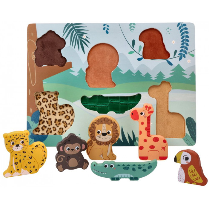 Drevené zábavné vkladacie puzzle Adam Toys, Safari 3D