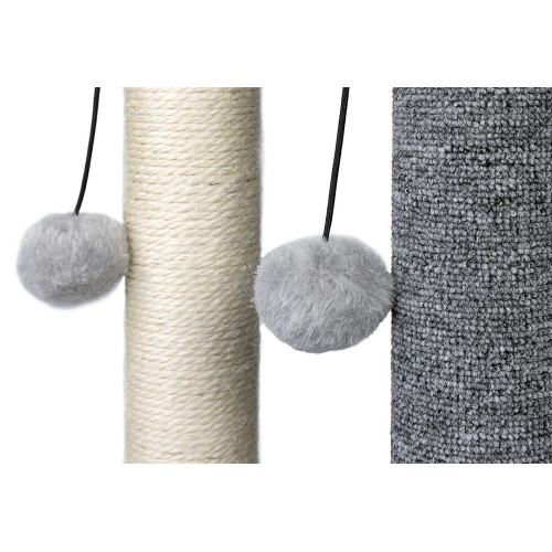 Škrabadlo pre mačky Cat Tree 64 cm s úkryt – MDF, sisal, plyš, svetlosivá