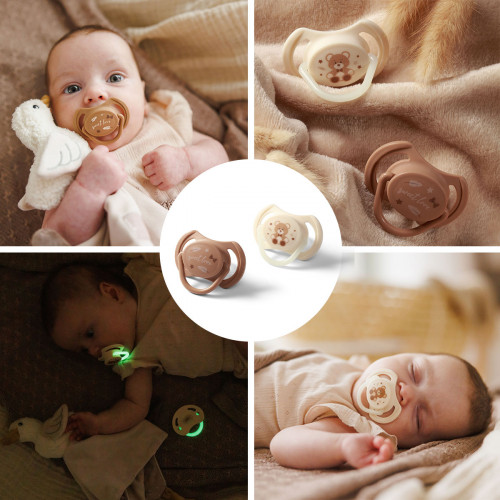 Cumlík silikónový, symertický tvar, 0-6m, 2 ks - Nature