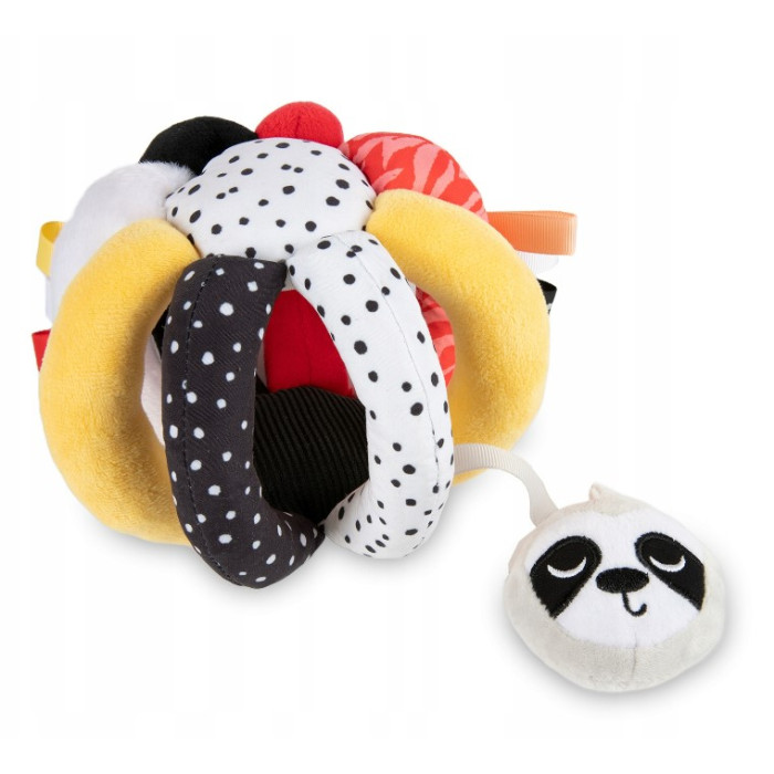 Senzorická plyšová hračka s hrkálkou a pískatkom Canpol Babies, Lopta a Panda
