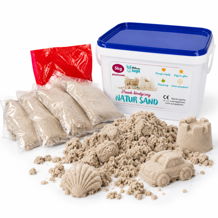Adam Toys, Kinetický piesok prírodný - 5kg + nafukovacie pieskovisko
