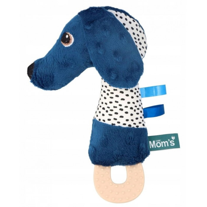 Edukačná plyšová hračka Hencz Toys, Psík s pískatkom a hryzátkom, granátová