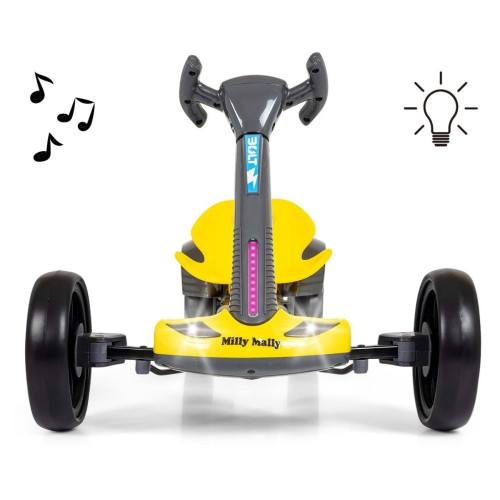 Elektrický gokart BOLT, detská motokára s diaľkovým ovládaním, LED, Bluetooth, žlté