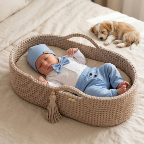 Z&Z 4-dielna sada Elegant Boy, body, nohavice, motýlik a čiapky, modrá/biela veľ. 62