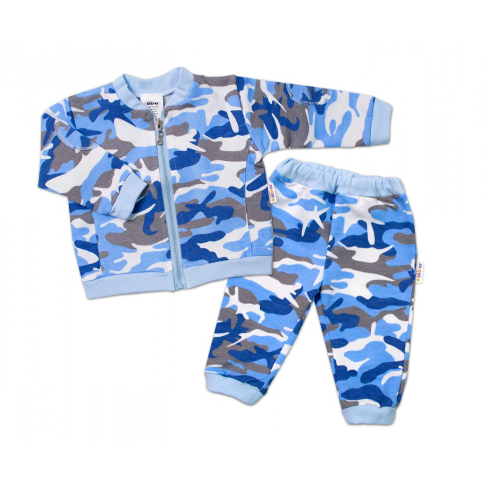 BABY NELLYS Dojčenská tepláková súprava army, modrá
