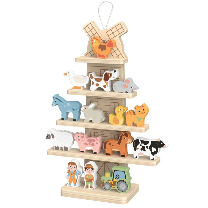 2Kids Toys Závesný mlyn so zvieratkami Farma – certifikované drevo, 36,5×25 cm, 18m+