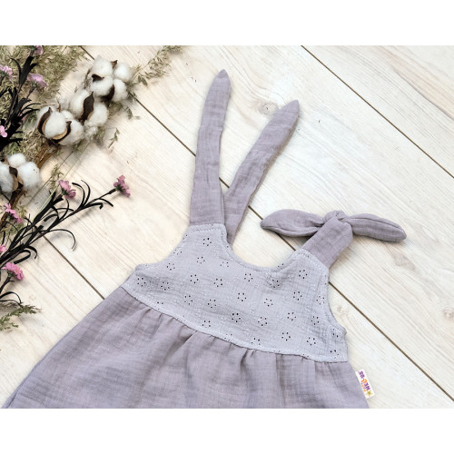 Baby Nellys Letné ľahučké mušelínové šaty Summer - šedé , veľ. 68/74