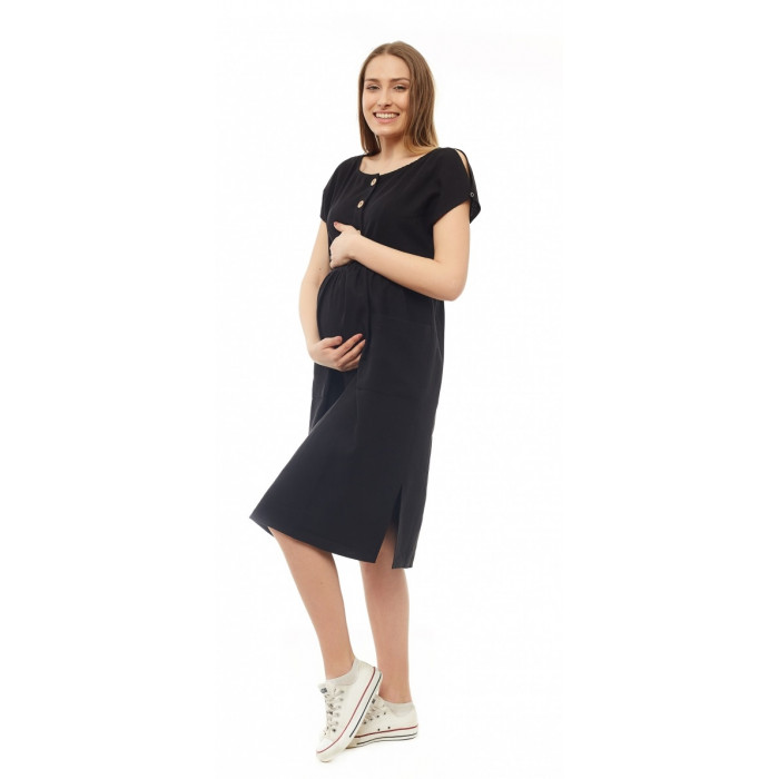 Be MaaMaa Tehotenské letné šaty kr. rukáv - čierne, veľ. XXL/XXXL