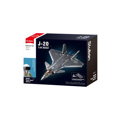 Sluban Army Model Bricks Neviditeľné lietadlo J-20 s kovovým povlakom