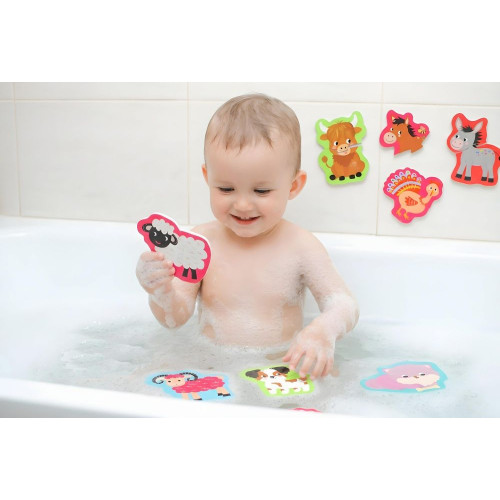 Buddy & Barney Penové puzzle do vane Farma, 18 ks