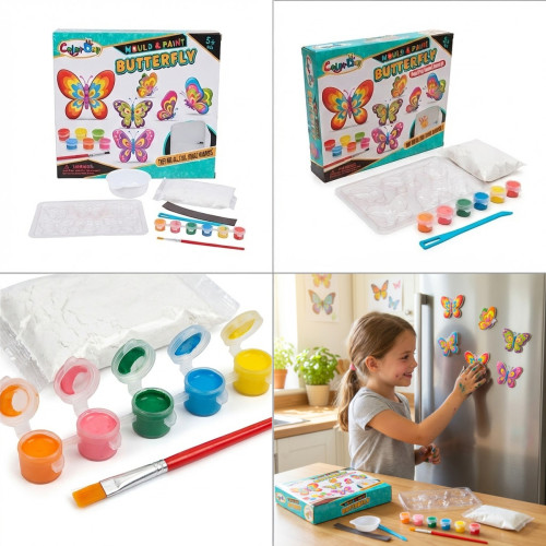 Kreatívna sadrová sada DIY Motýliky - magnety na chladničku