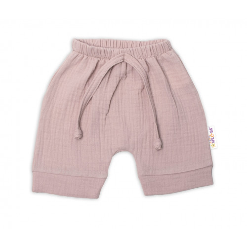 Baby Nellys 2-dielna mušelínová súpravička, tričko + kraťasky BOY, béžová, veľ. 62