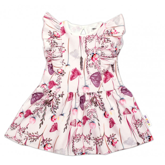 Baby Nellys Letné šaty s krátkym rukávom Motýliky - ružové, veľ. 68