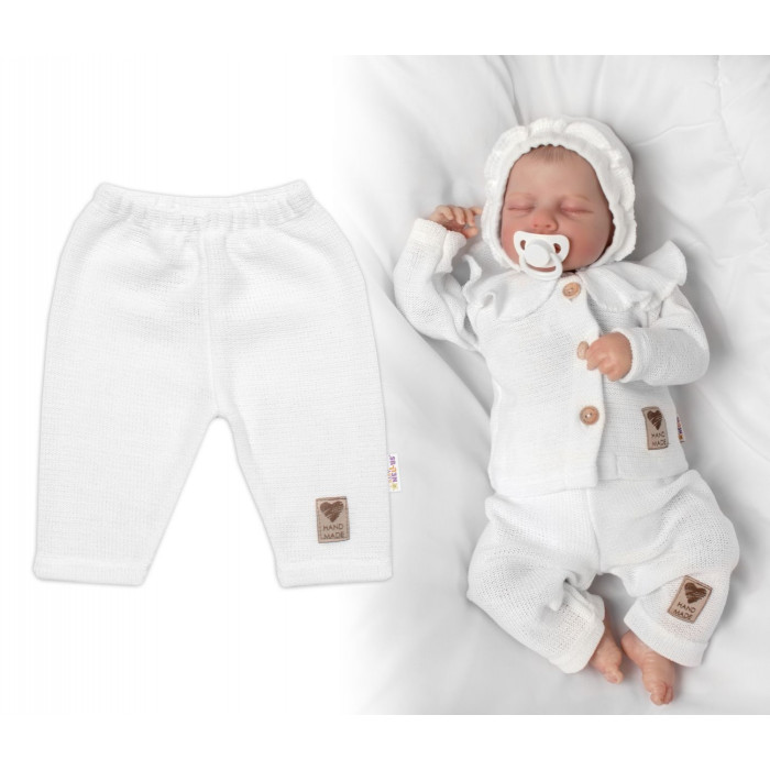 Pletené nohavice Hand Made Girl, Baby Nellys, biele