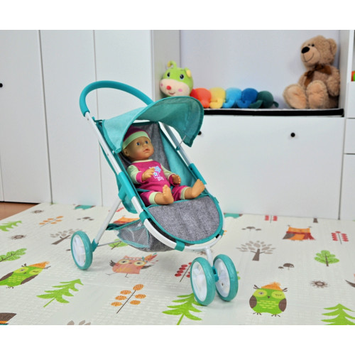 Kočík pre bábiky SUSIE – športový kočík, zelený, sivý