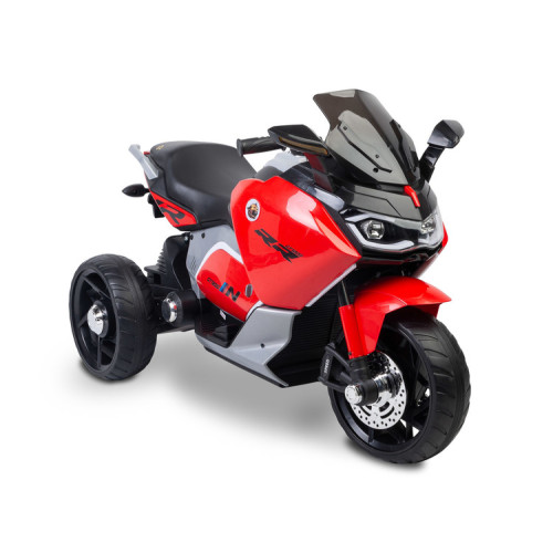 Elektrická trojkolka pre deti TOYZ – 2 motory, LED, USB, červená