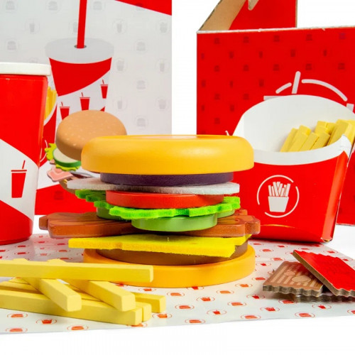 Bigjigs Toys Súprava Burger a hranolky
