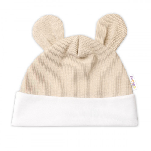 Bavlnená súprava Gentleman 3D, body, polodupačky s lacnom + čiapočka, béžová/biela, veľ.68