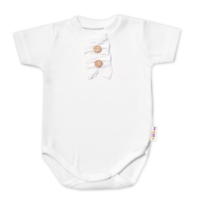 Baby Nellys Dojčenské rebrované body s gombíkmi kr. rukáv, Girl - biele