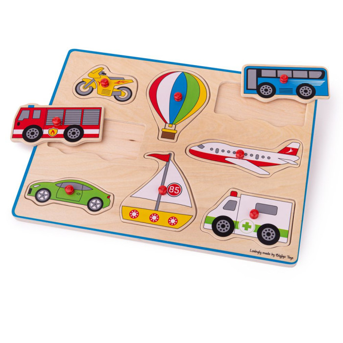 Bigjigs Toys Vkladacie puzzle dopravné prostriedky s úchytom