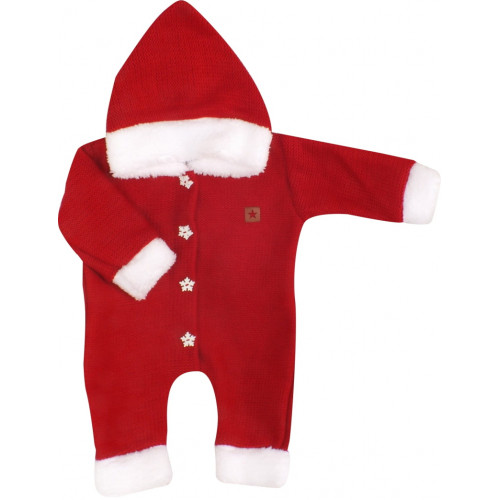 Z&Z Detský pletený overal s kapucňou Baby Santa, červený, veľ. 80
