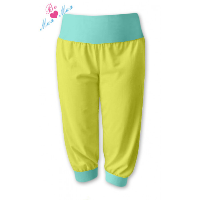 Be MaaMaa Športové 3/4 legíny CAPRI - žltá / mäta