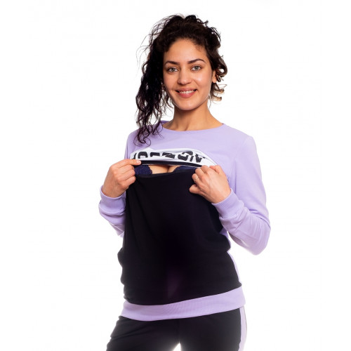 Be Maamaa Tehotenská, dojčiace mikina Passion, lila-čierná-biela, veľ. XS