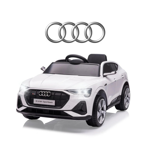 Elektrické autíčko Audi E-Tron Sportback 12V s diaľkovým ovládaním a LED svetlami, biele