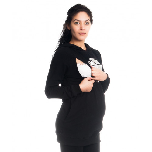 Be MaaMaa Tehotenské a dojčiace triko/mikina Diamant, dlhý rukáv, čierne, veľ. XS