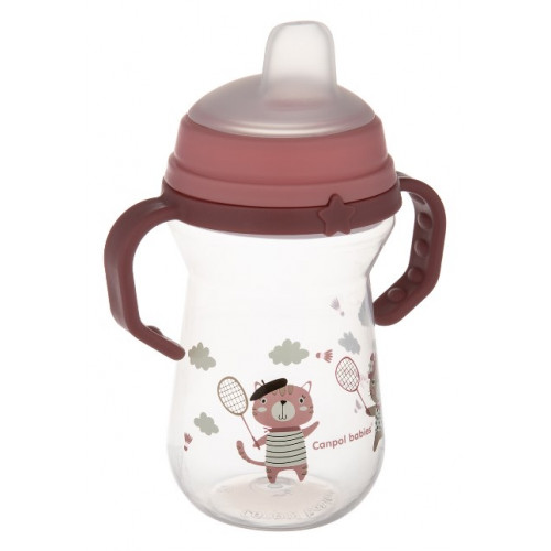 Nevylievací hrnček Canpol Babies s mäkkým náustkom - Bonjour, ružový, 250 ml