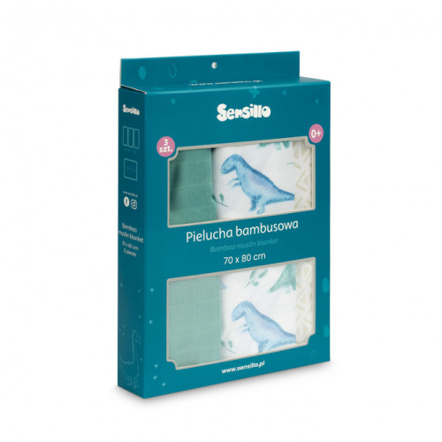 Bambusové plienky, 70x80 - 3ks v balení - Dino