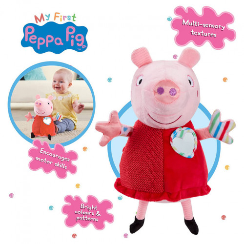 Zmyslová edukačná hračka PEPPAPIG, plyšová, 12,5 cm, červená