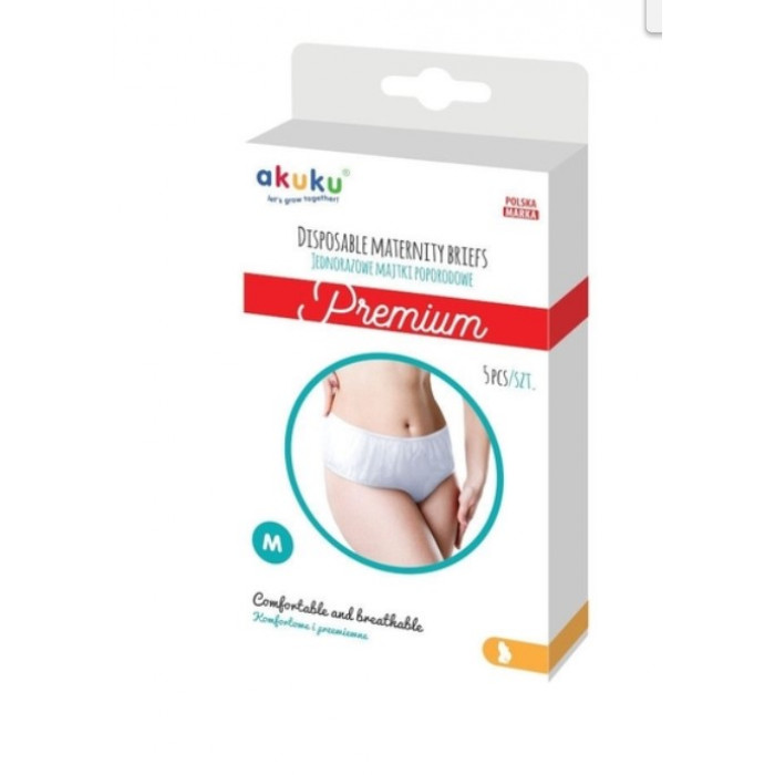 Jednorazové popôrodné nohavičky Premium - 5ks v balení, veľ. M, Akuku