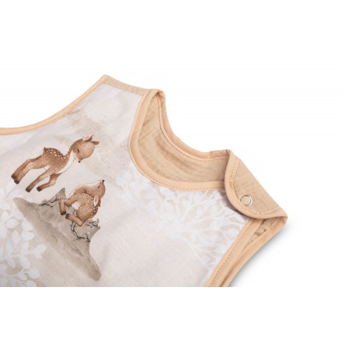 Spací vak, mušelín, bavlna, veľ. M, 50x80cm - Zábava v lese, béžový