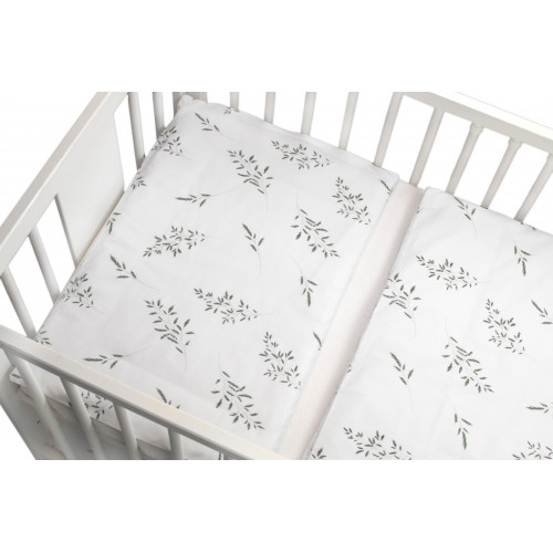 Obliečky do postieľky, 2D sada - Lúka, biela, 135x100