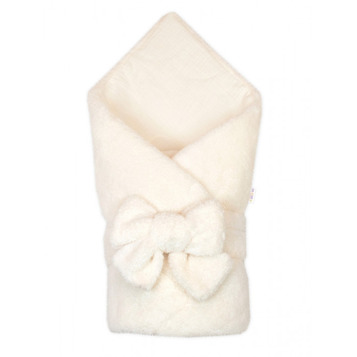 Luxusná obojstranná zavinovačka/deka/podložka so stuhou, smotanová