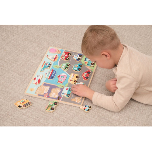 Dřevěné 3D puzzle Doprava, velké – Lelin