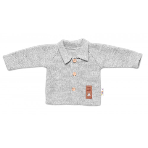 Pletený svetrík s gombíkmi Boy, Baby Nellys, sivý, veľ. 68