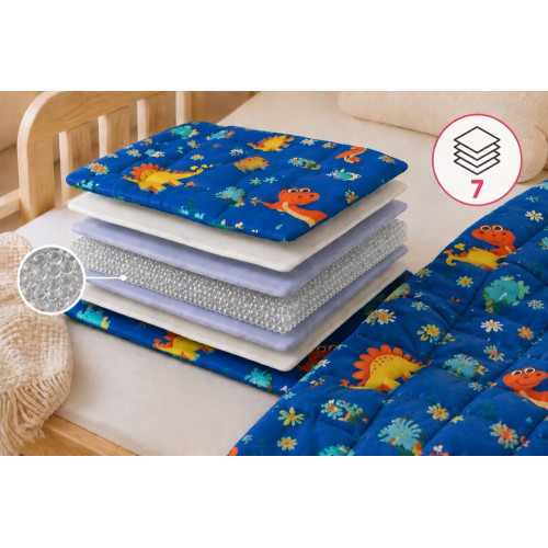 Záťažová deka TULLO Fizjo 3 kg, 100 × 150 cm, modrá s dinosaurami