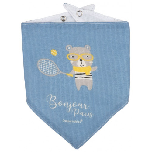 Detský mušelínový podbradník Canpol Babies - Bonjour Paris, modrý, 2 ks