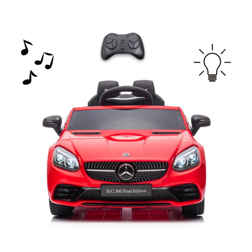 Elektrické autíčko Mercedes SLC-300 s diaľkovým ovládaním a LED svetlami,  červené